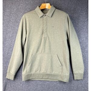 CRICQUET Long Sleeve Fleece Lined Polo Shirt Green Pullover Pocket Men Size M